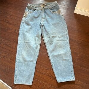 Light Blue Bootcut Jeans with Embroidered Pockets - Unbranded